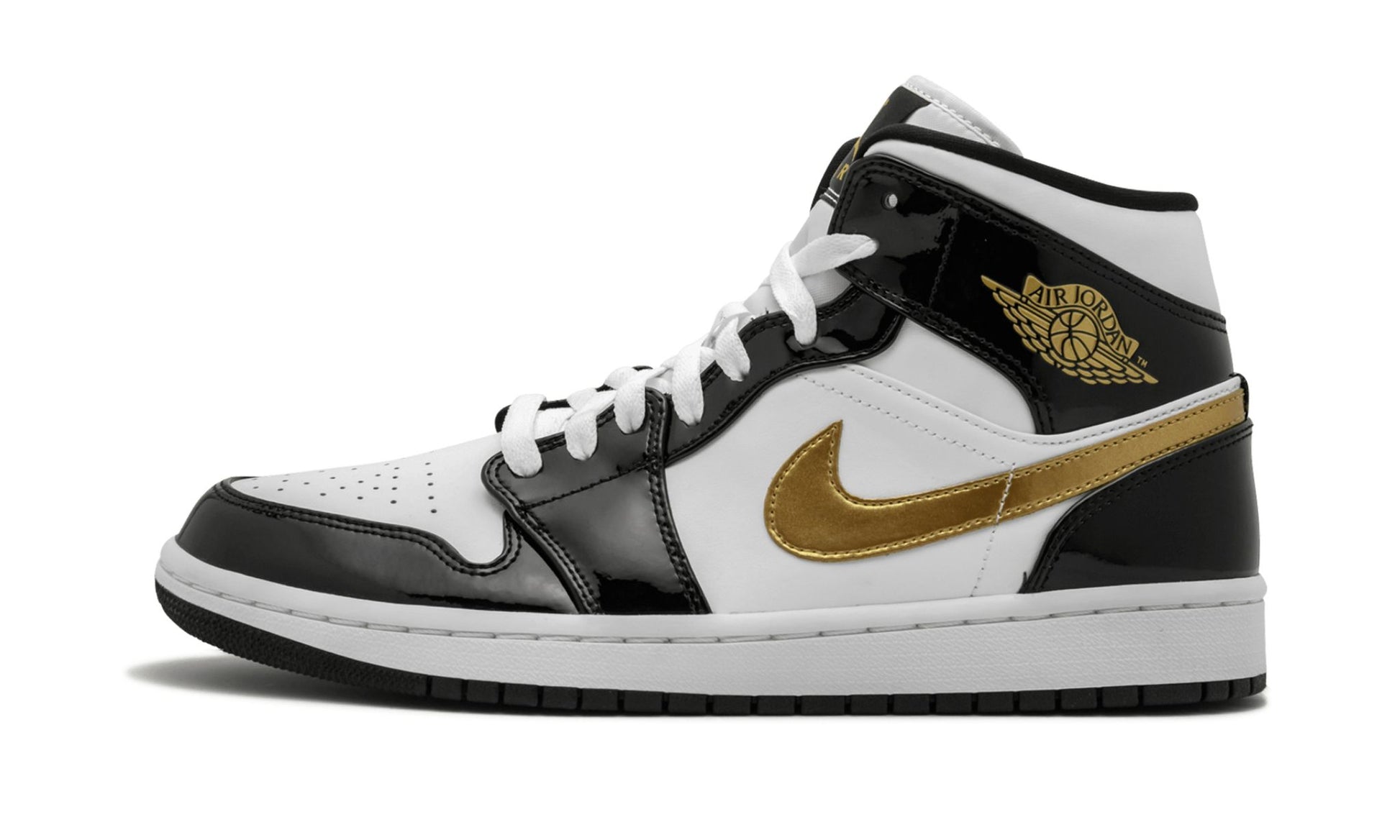 Air Jordan 1 Mid SE "Black Gold Patent Leather"