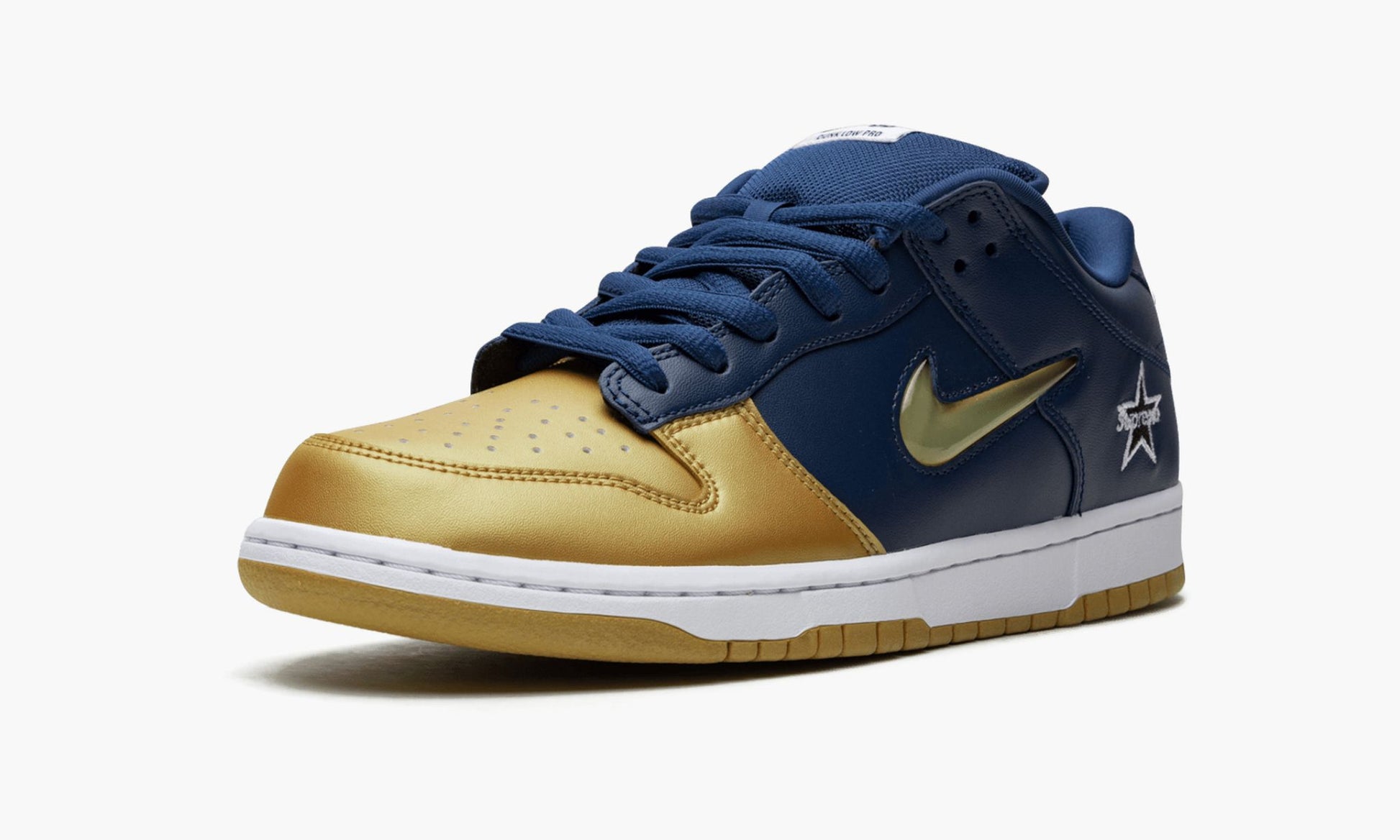 SB Dunk Low "Supreme - Jewel Swoosh Gold/Navy"