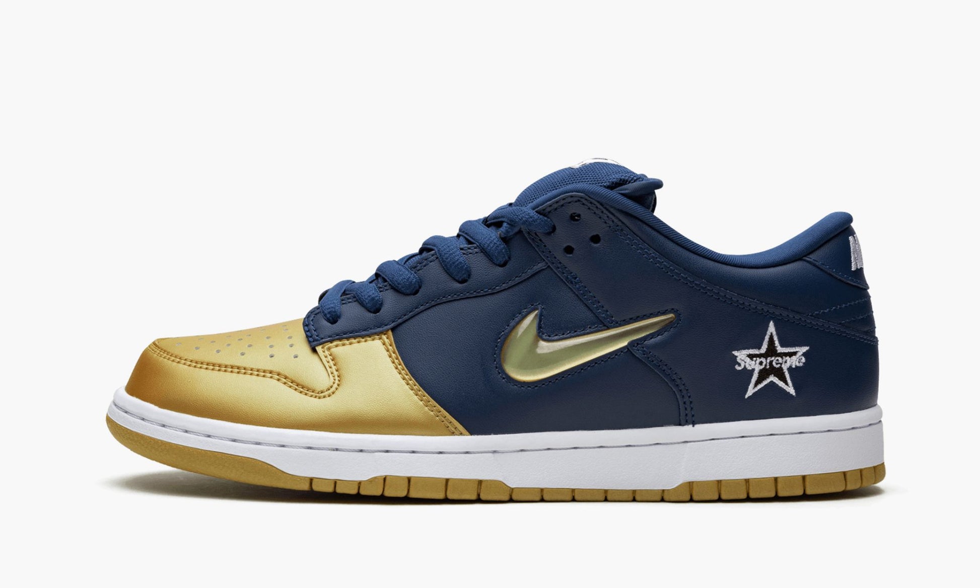 SB Dunk Low "Supreme - Jewel Swoosh Gold/Navy"