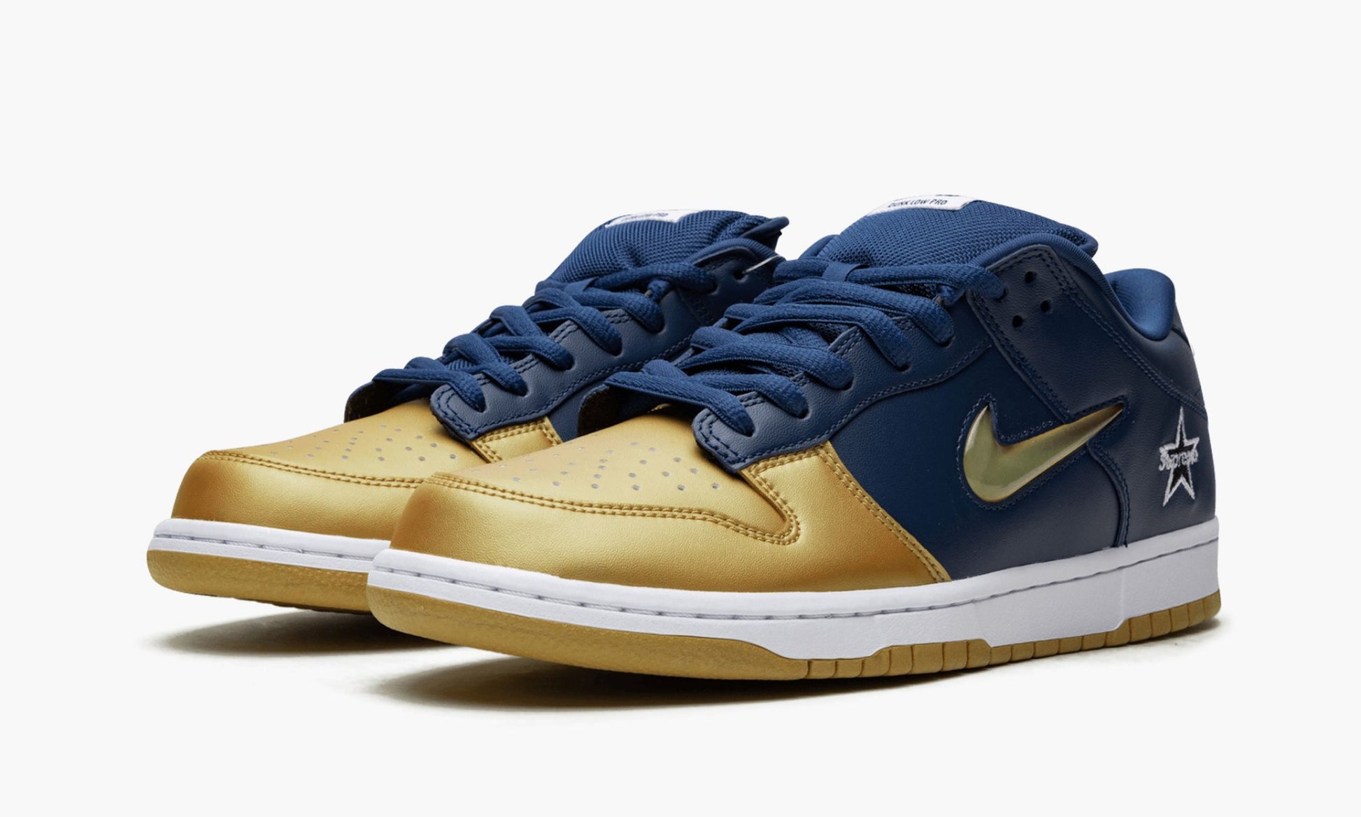 SB Dunk Low "Supreme - Jewel Swoosh Gold/Navy"