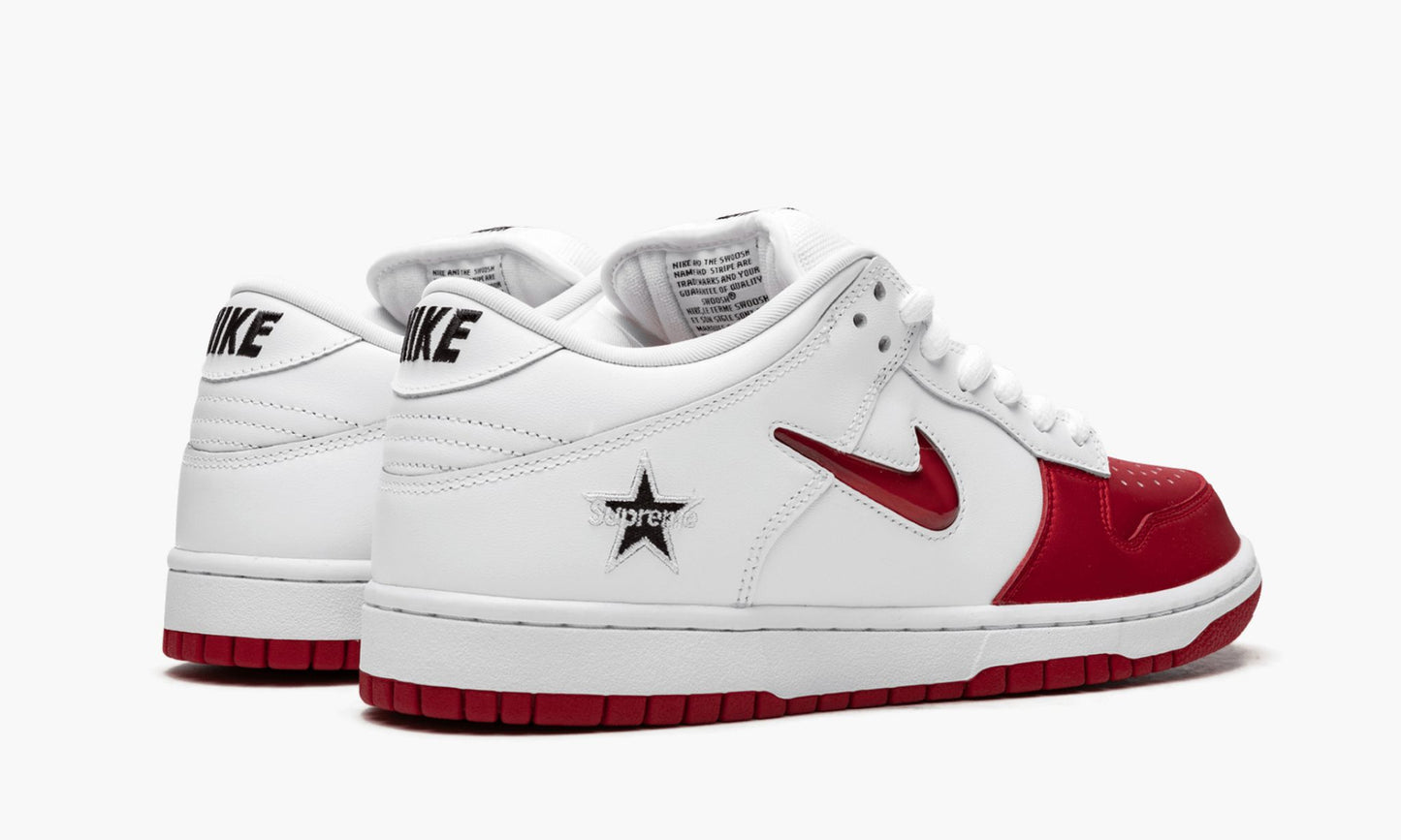 SB Dunk Low "Supreme - Jewel Swoosh Red/White"