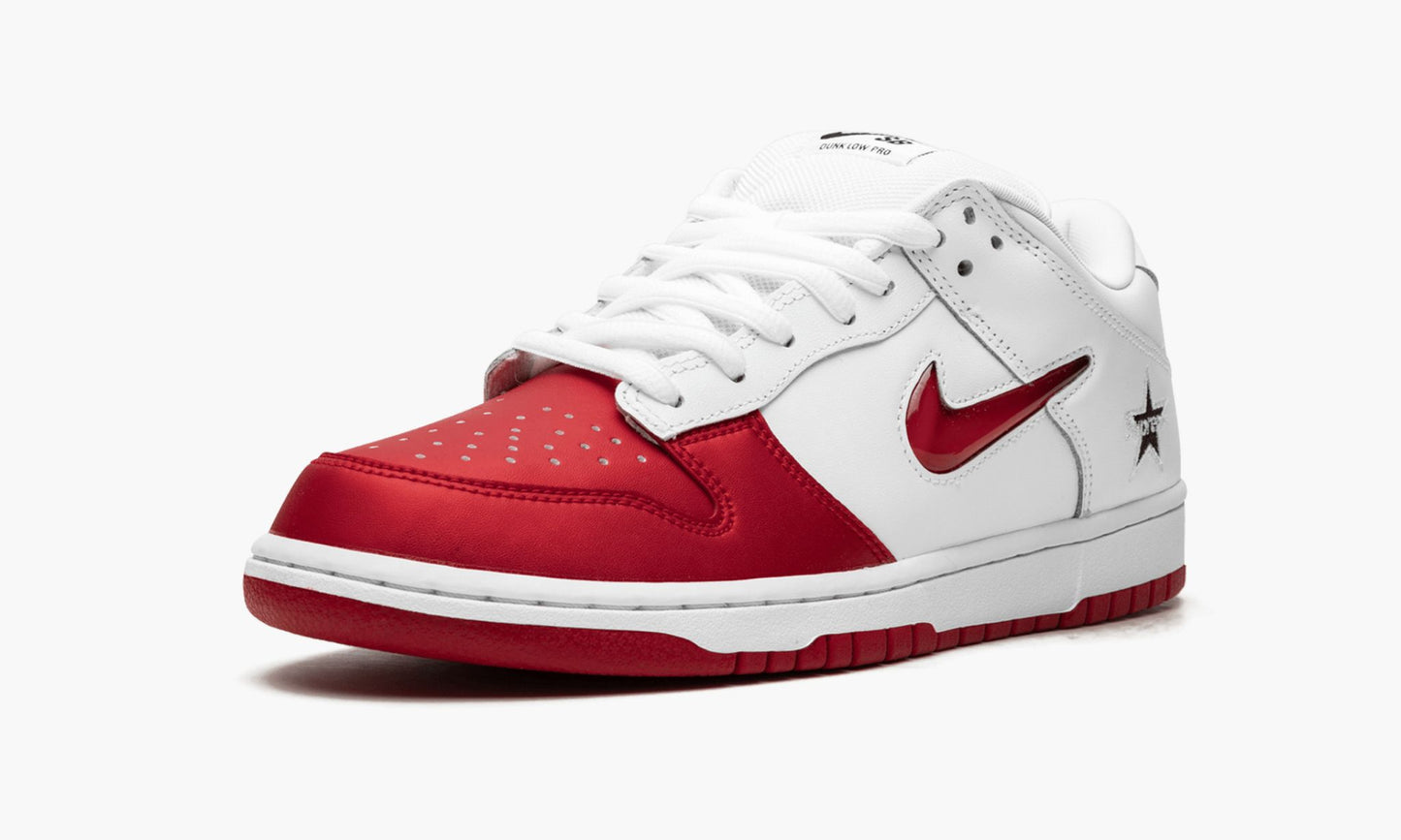 SB Dunk Low "Supreme - Jewel Swoosh Red/White"