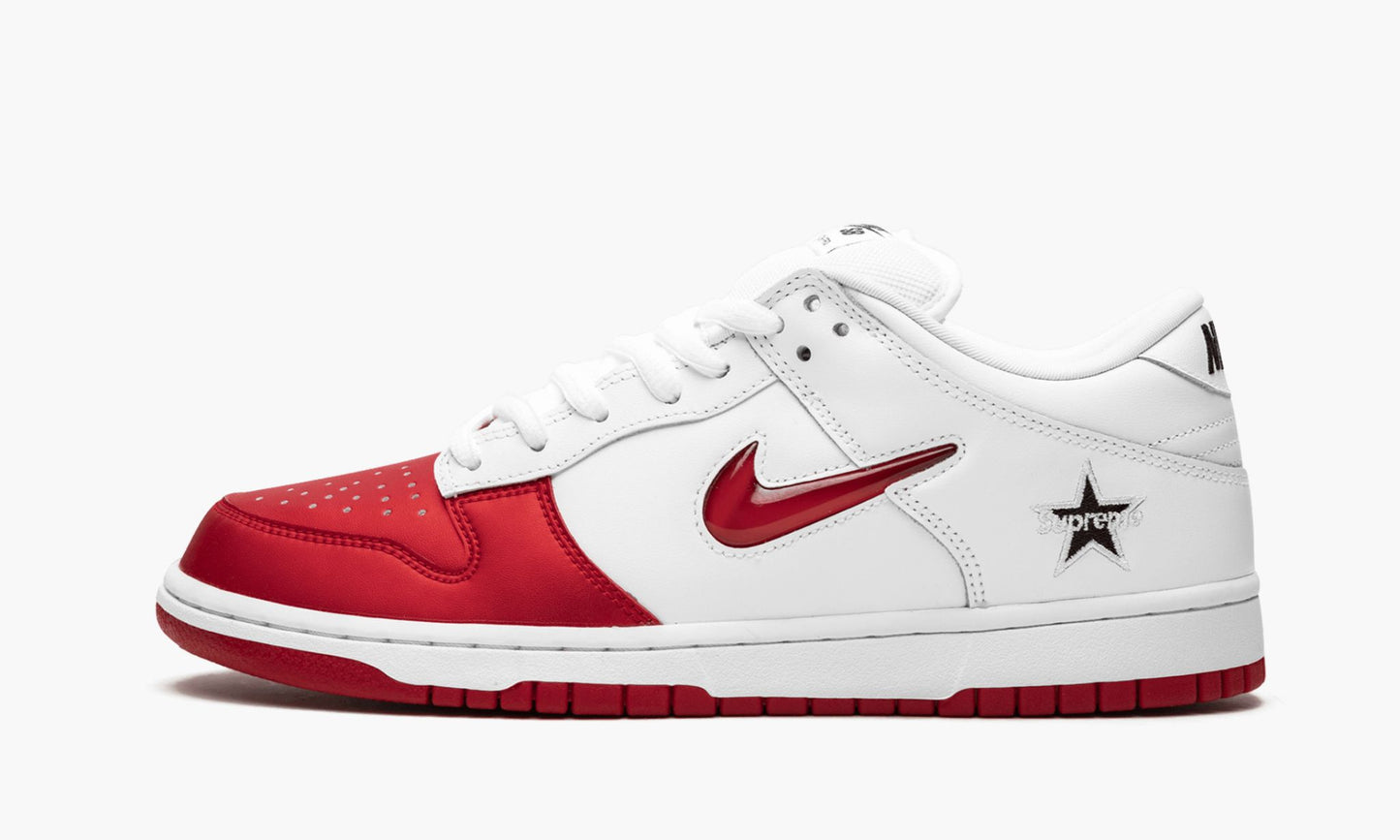 SB Dunk Low "Supreme - Jewel Swoosh Red/White"