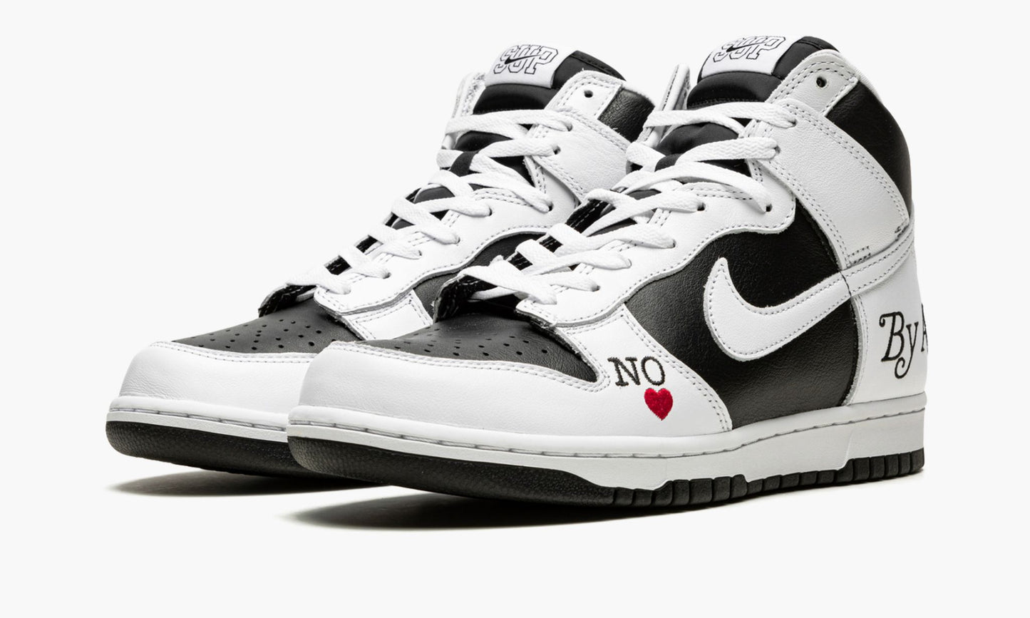 SB Dunk High "Supreme - By Any Means - White/Black"