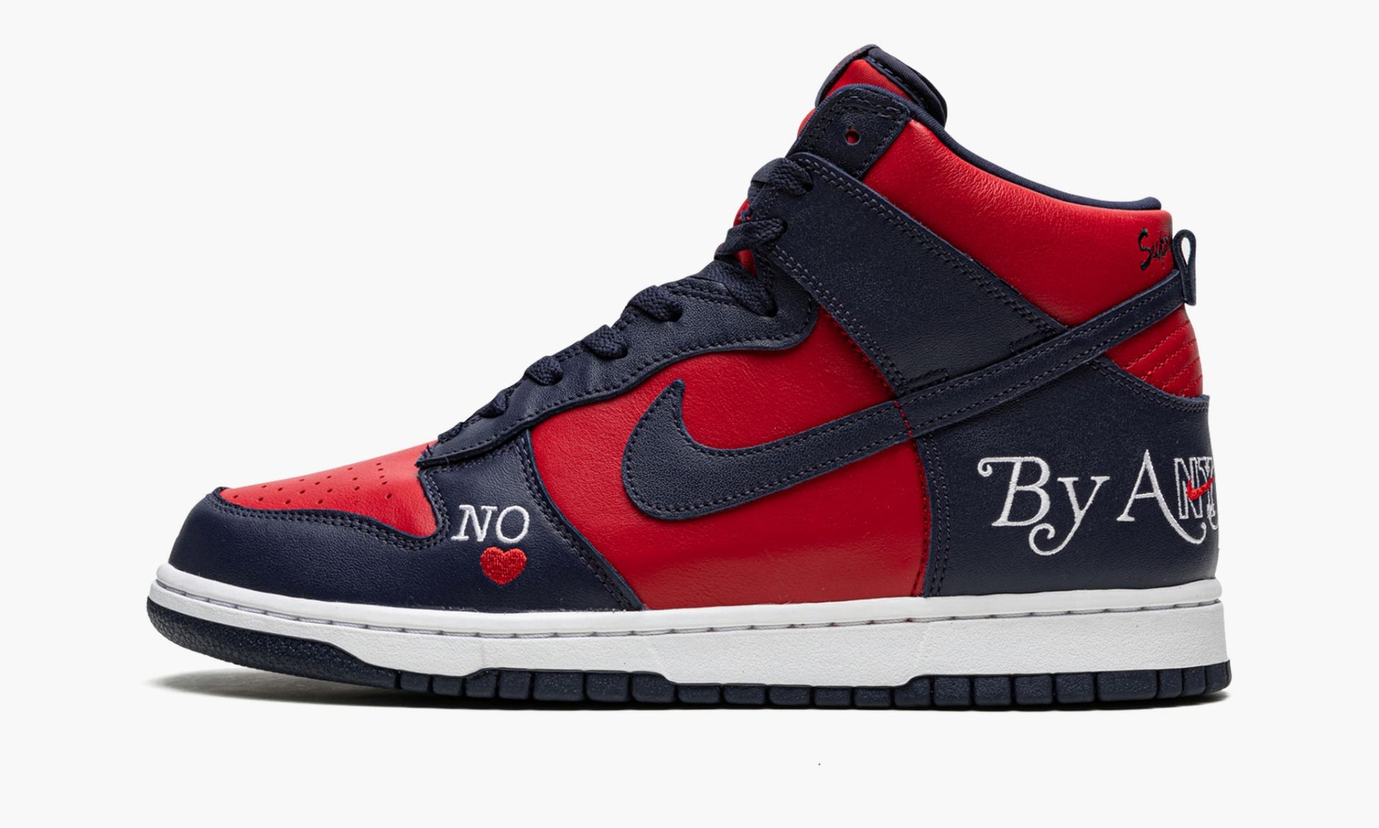 SB Dunk High "Supreme - By Any Means - Navy/Red"